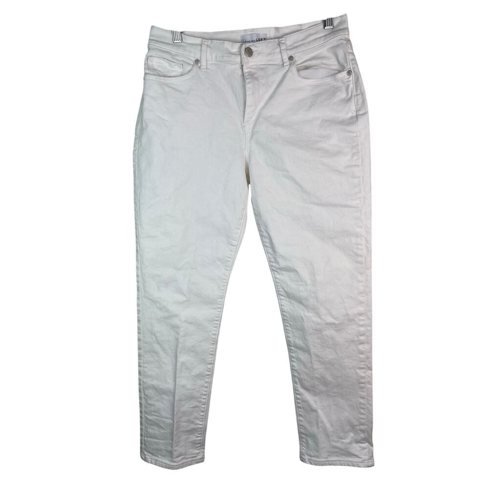 Made and Loved LOFT Women's Size 30 White Denim Stretch Girlfriend Jeans *